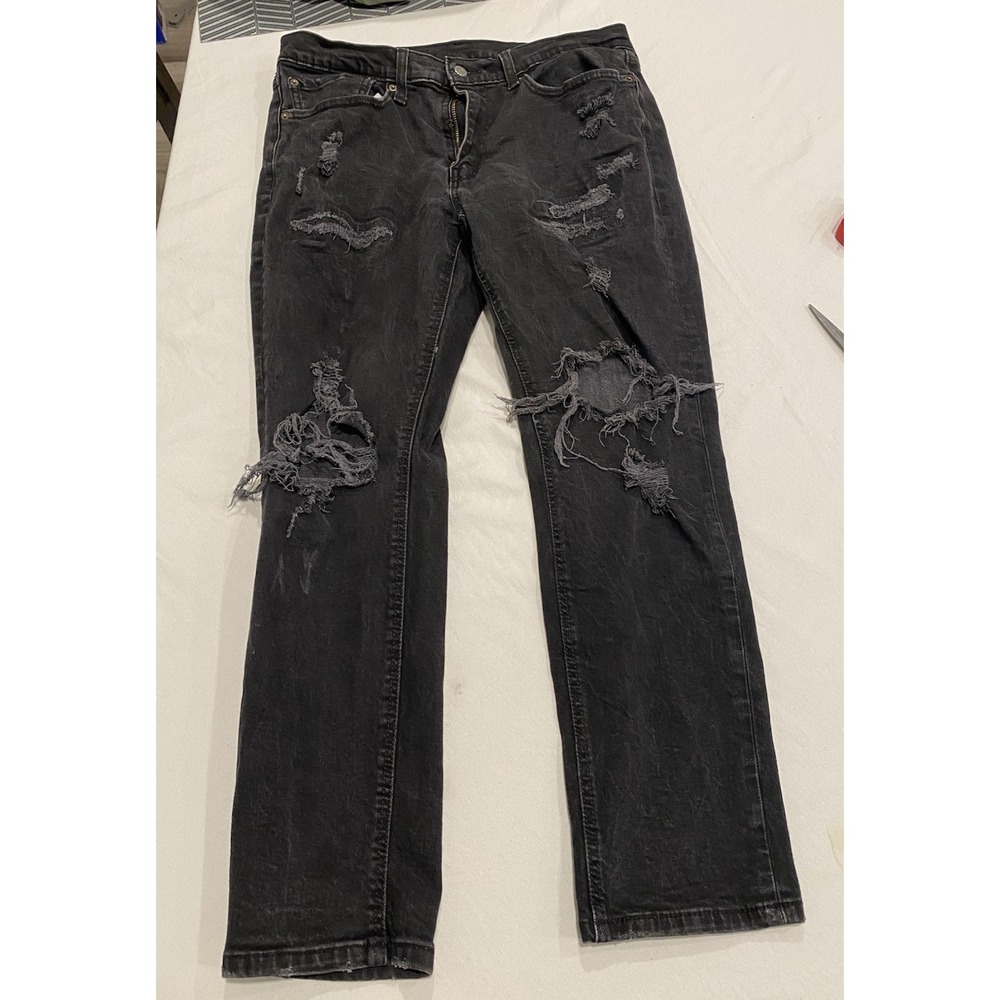Levi's 531 Men's 34x32 Black Y2K Distressed Straight Leg Five Pocket Denim Jeans
